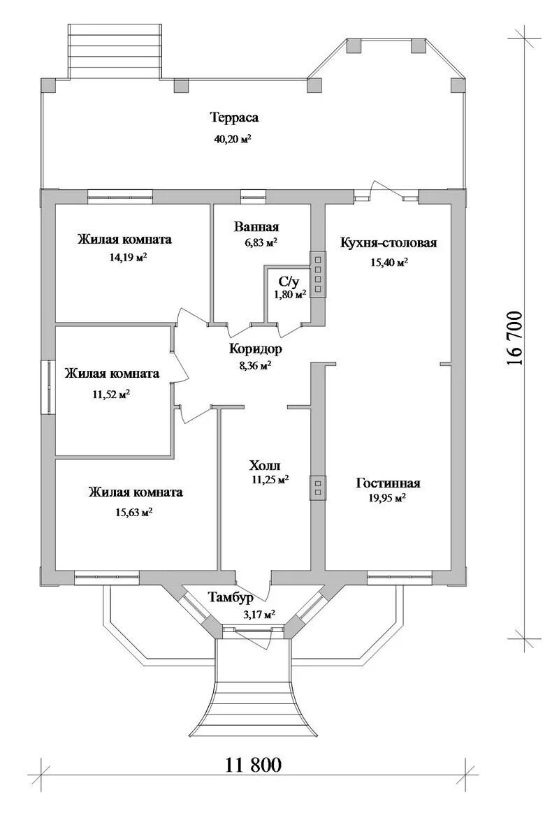 Проекты домов с 3 спальнями фото Готовый проект одноэтажного дома с 3 спальнями