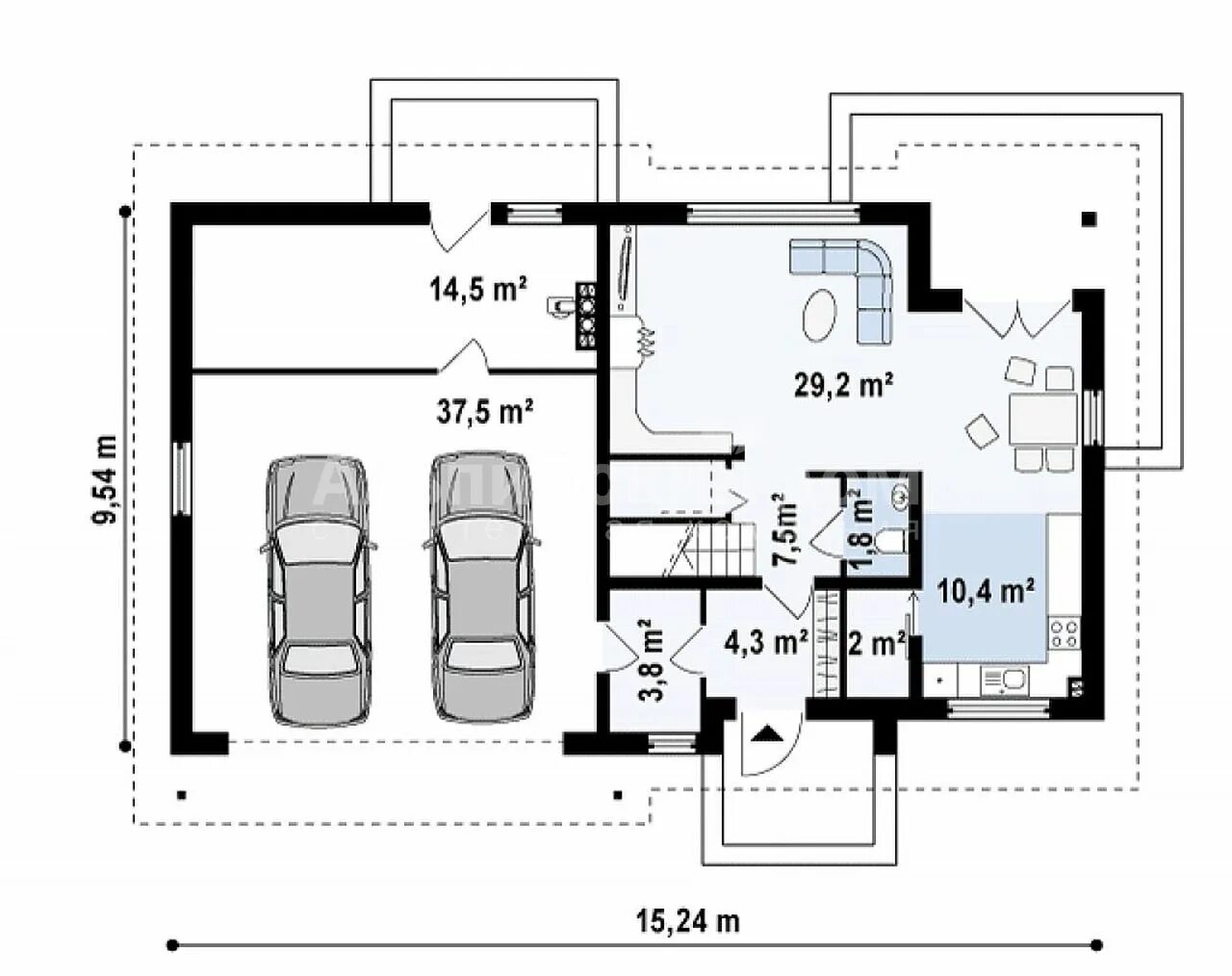 Проекты домов с гаражом фото чертежи Проект дома из керамических блоков 15x10 Ф-67-322 - строительство "под ключ"