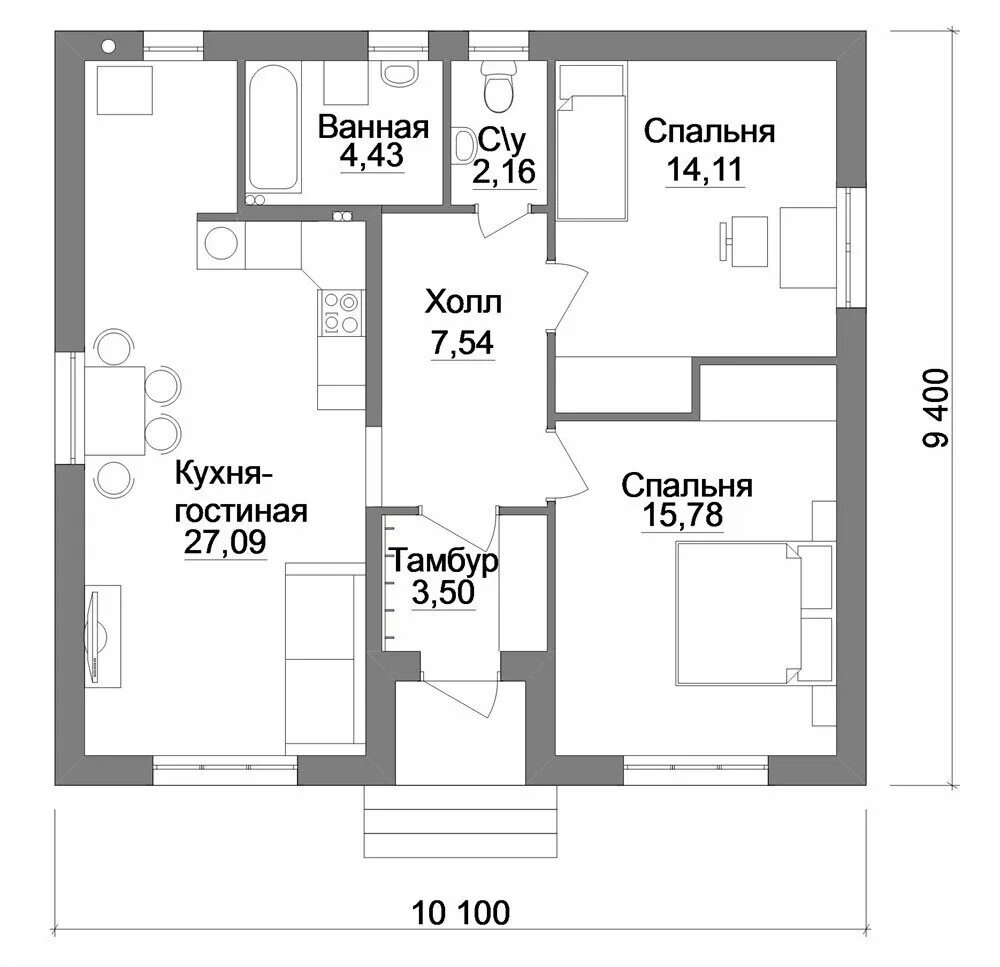 Проекты домов с планировкой 2 спальни Проект дома A-082 - купить по выгодной цене на Яндекс.Маркете