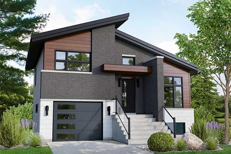 Проекты домов в стиле лофт Plan 80915PM: Modern 2-Bed Split Level Home Plan Small modern house plans, Moder