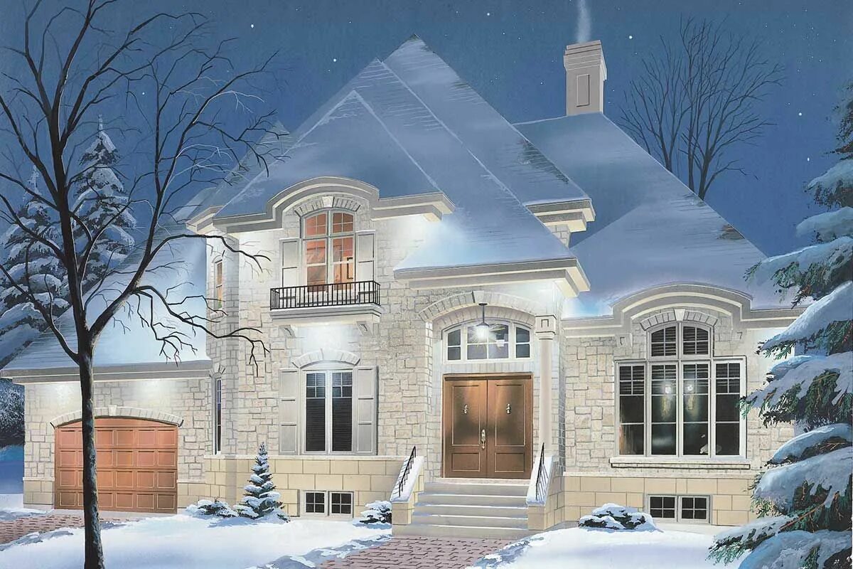 Проекты домов зимний вариант Plan 21015DR: European House Plan Boasts Cozy Floor Plan Fachada de casas bonita