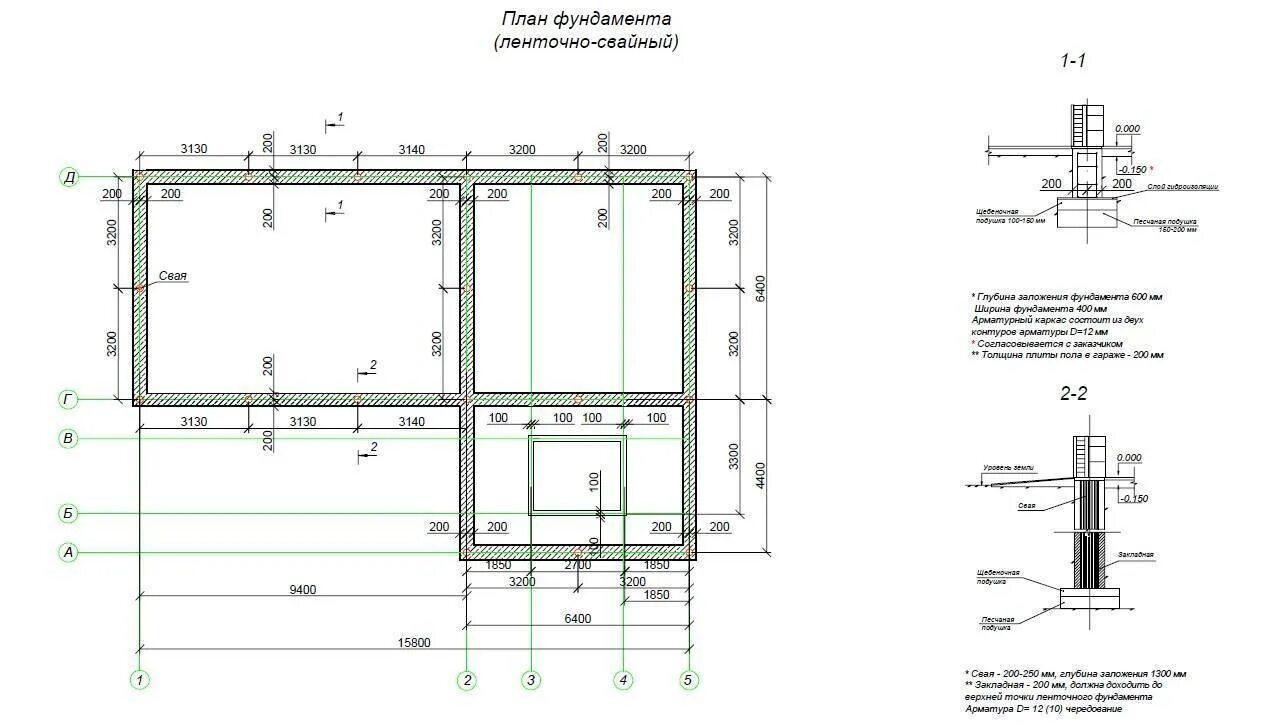 Проекты фундамента для домов бесплатно чертежи Фундамент под каркасный гараж своими руками - расчет ленточного вариант и инстру