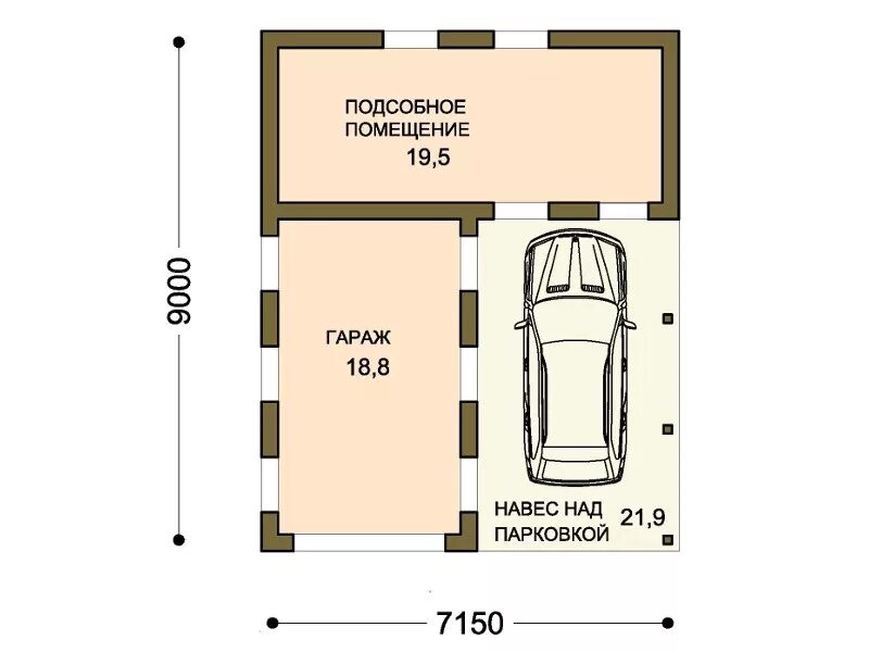 Проекты гаража с хозблоком фото K-027 Проект гаражно-хозяйственного комплекса - Проекты домов из ГАЗОБЕТОНА