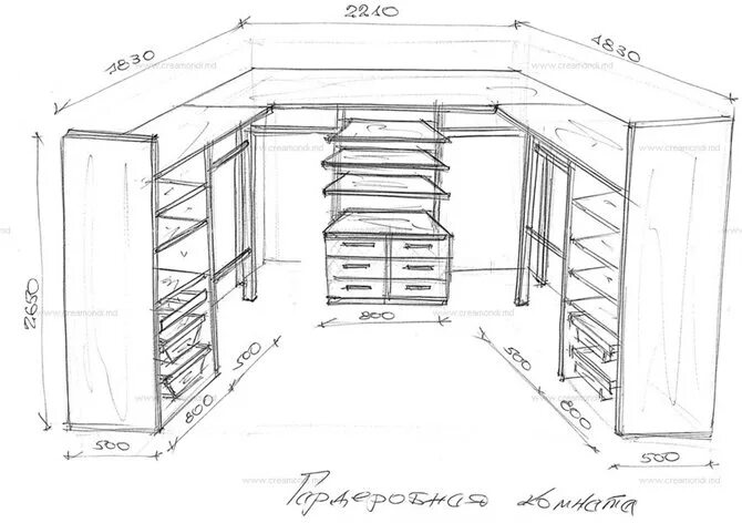 Проекты гардеробных комнат с размерами фото Гардеробные Ventura Concept