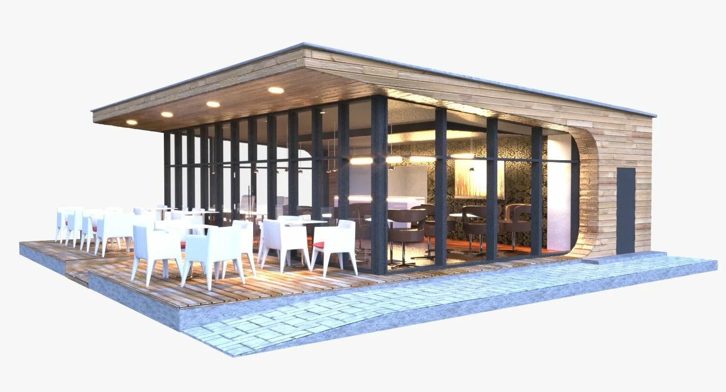 Проекты кафе и ресторанов фото Park Cafe 3d Max Restaurant exterior design, Restaurant architecture, Cafe inter