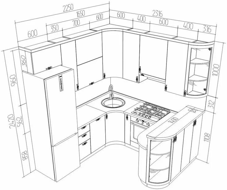 Проекты кухонных гарнитуров с размерами угловые фото Pin su Interior architecture design Progettazione interni casa, Design cucine, M