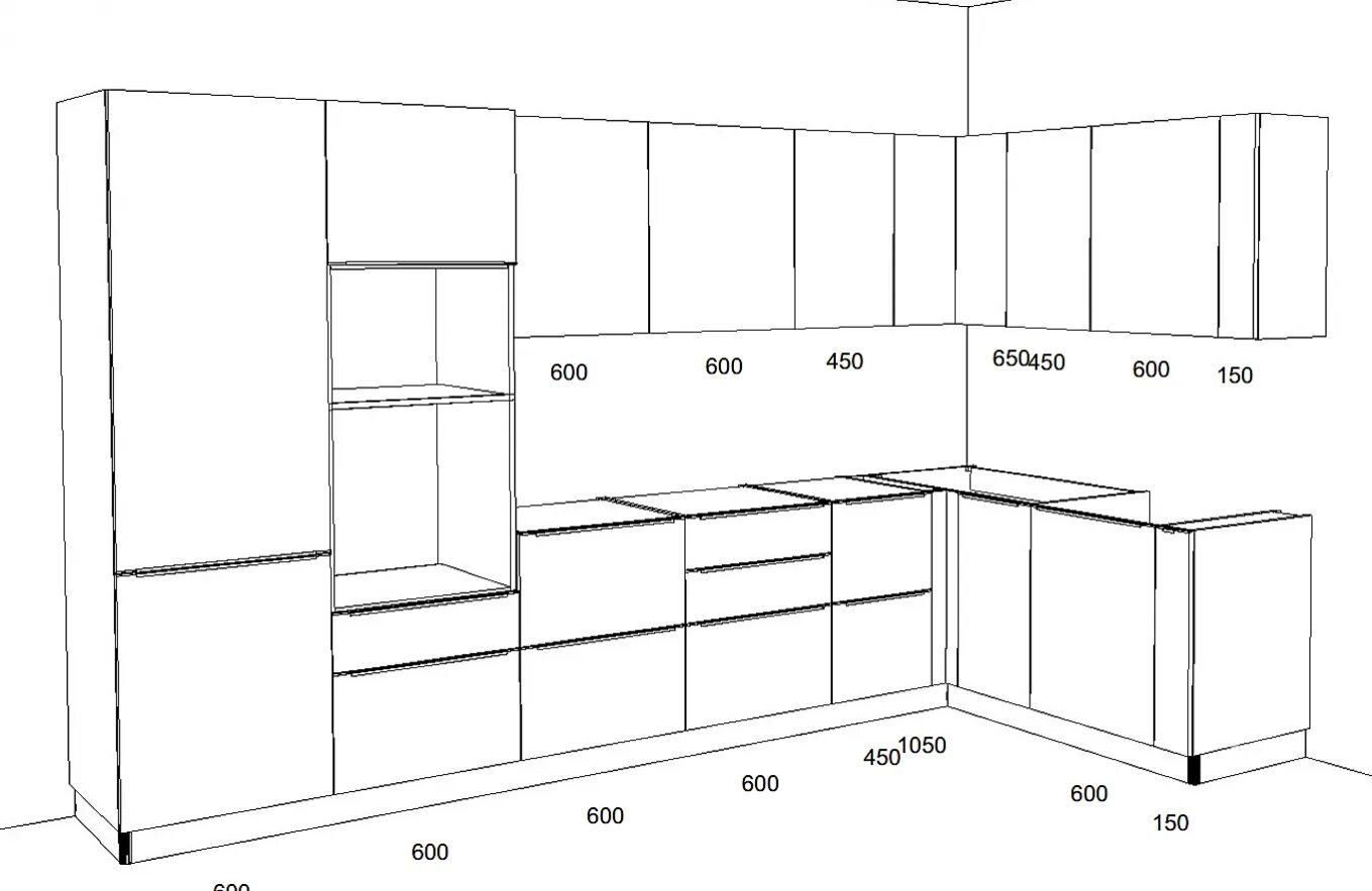 Проекты кухонных гарнитуров с размерами угловые фото Размеры кухонных шкафов: стандартные габариты
