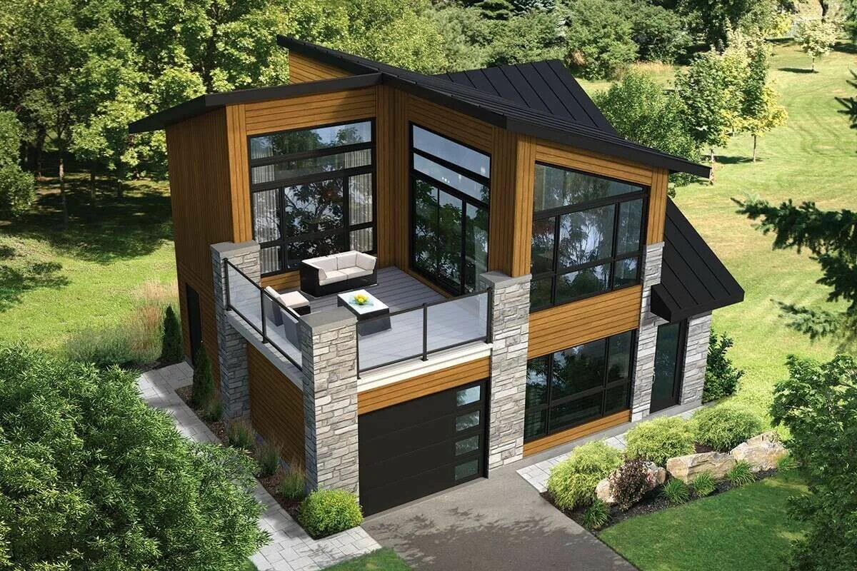 Проекты маленьких частных домов фото House Plan 6146-00408 - Contemporary Plan: 910 Square Feet, 2 Bedrooms, 1.5 Bath