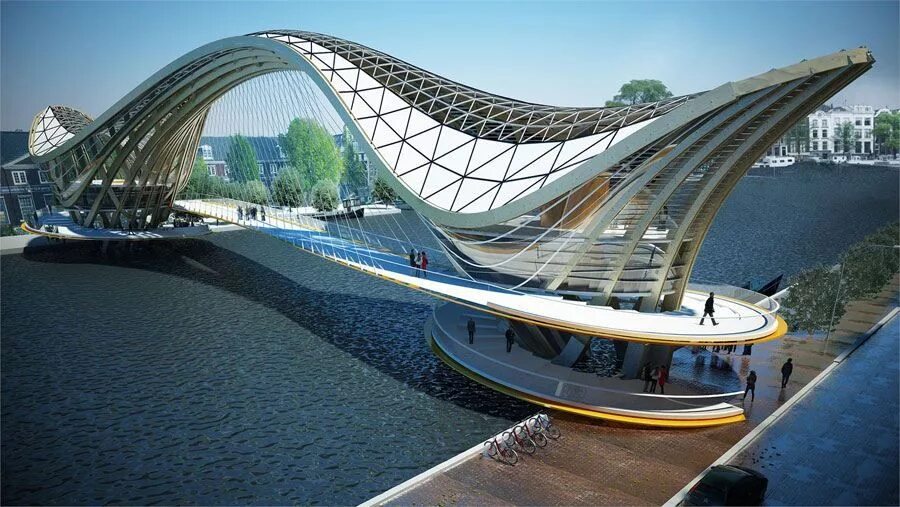 Проекты мостов фото Mixed-use habitable Bridge for Amsterdam Laurent Saint-Val Bridges architecture,