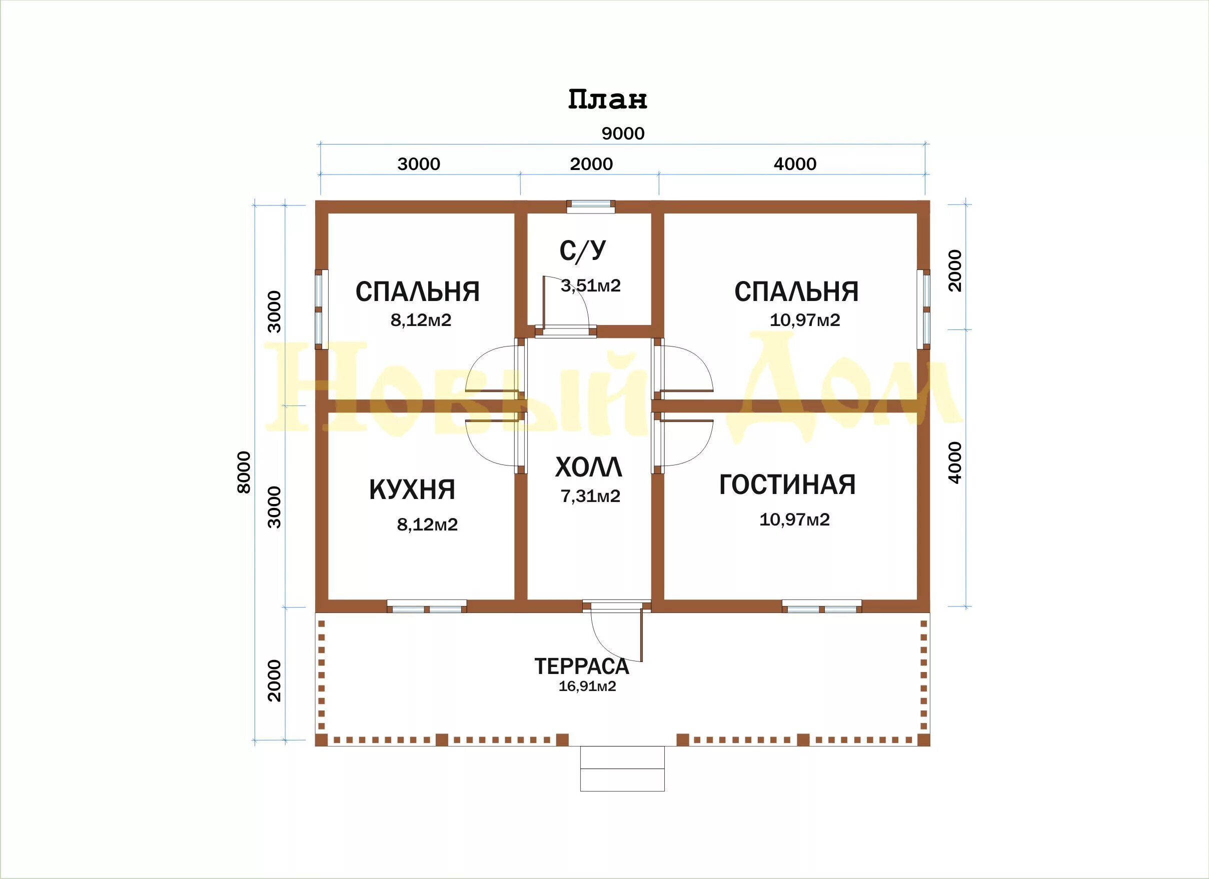 Проекты одноэтажных домов из бруса планировка Перейти на страницу с картинкой