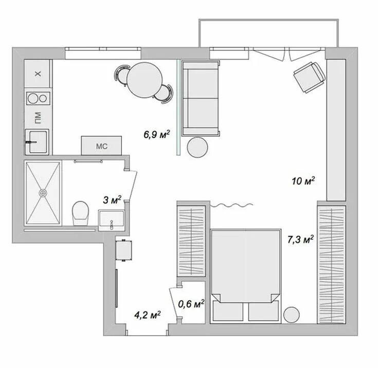 Проекты планировки однокомнатной квартиры Пин на доске Autocad Layout