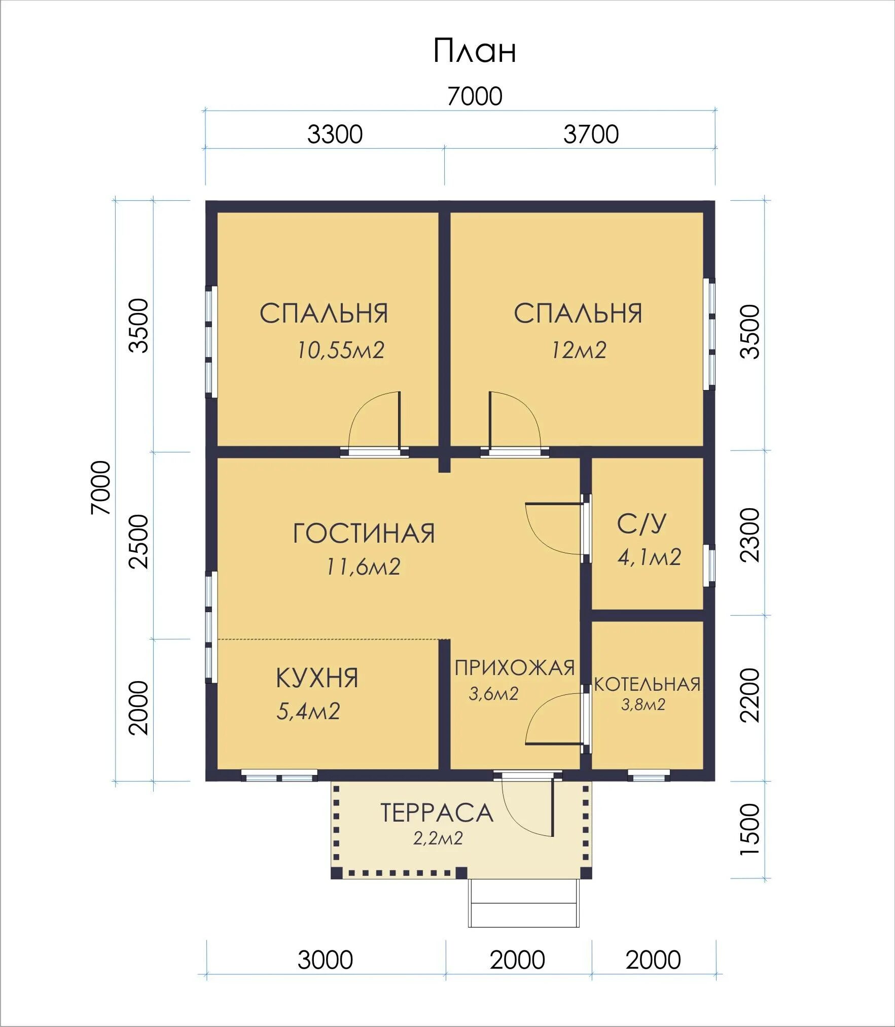 Проекты планировок домов 7 7 Проект каркасного дома 6х7 одноэтажный