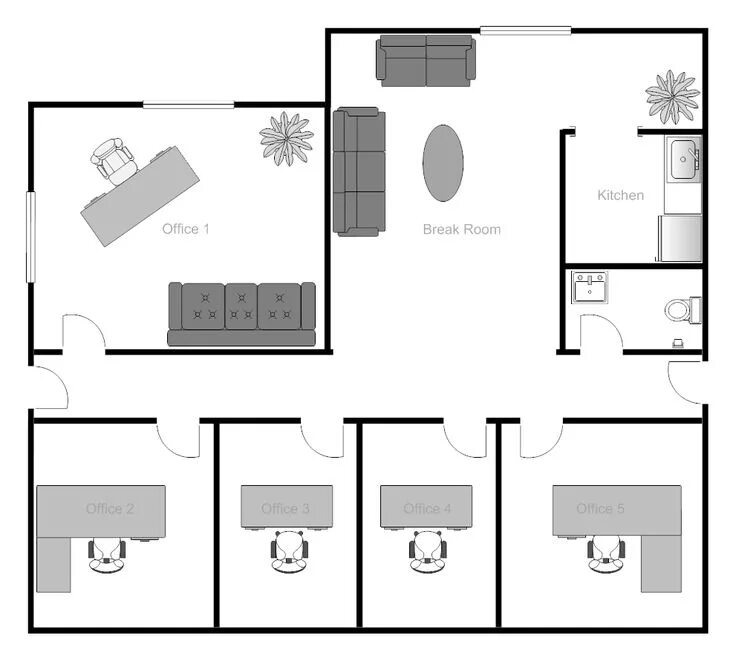 Проекты схема фото Example Image: Office Building Floor Plan Grundriss, Buero