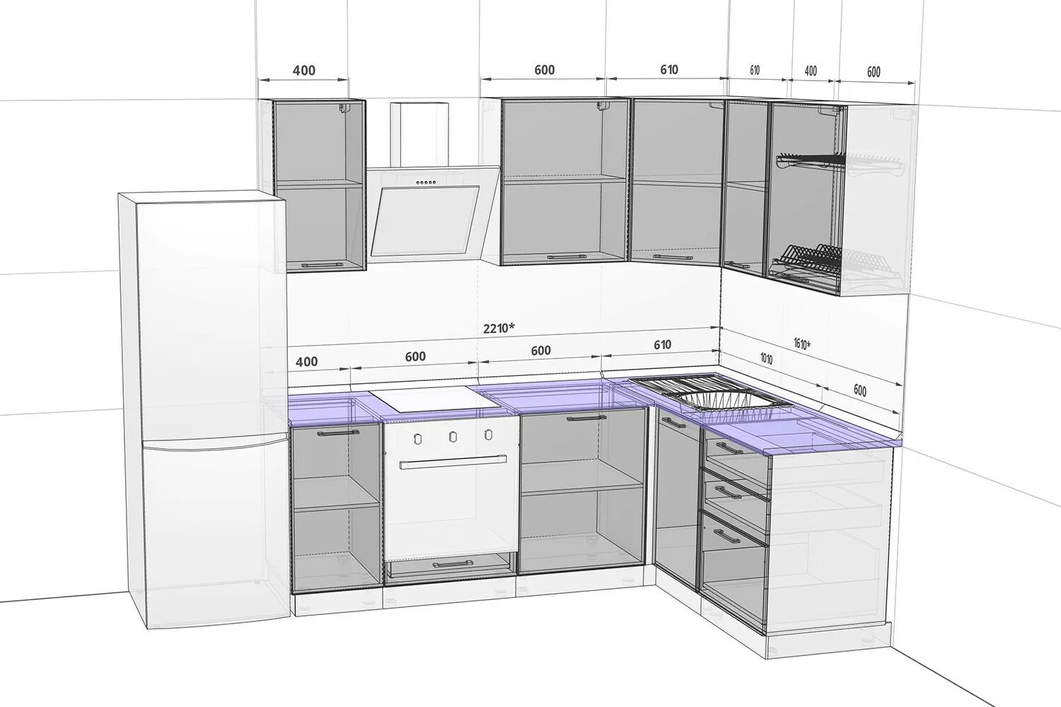 Проекты угловых кухонь фото Проект кухонного гарнитура углового фото - DelaDom.ru