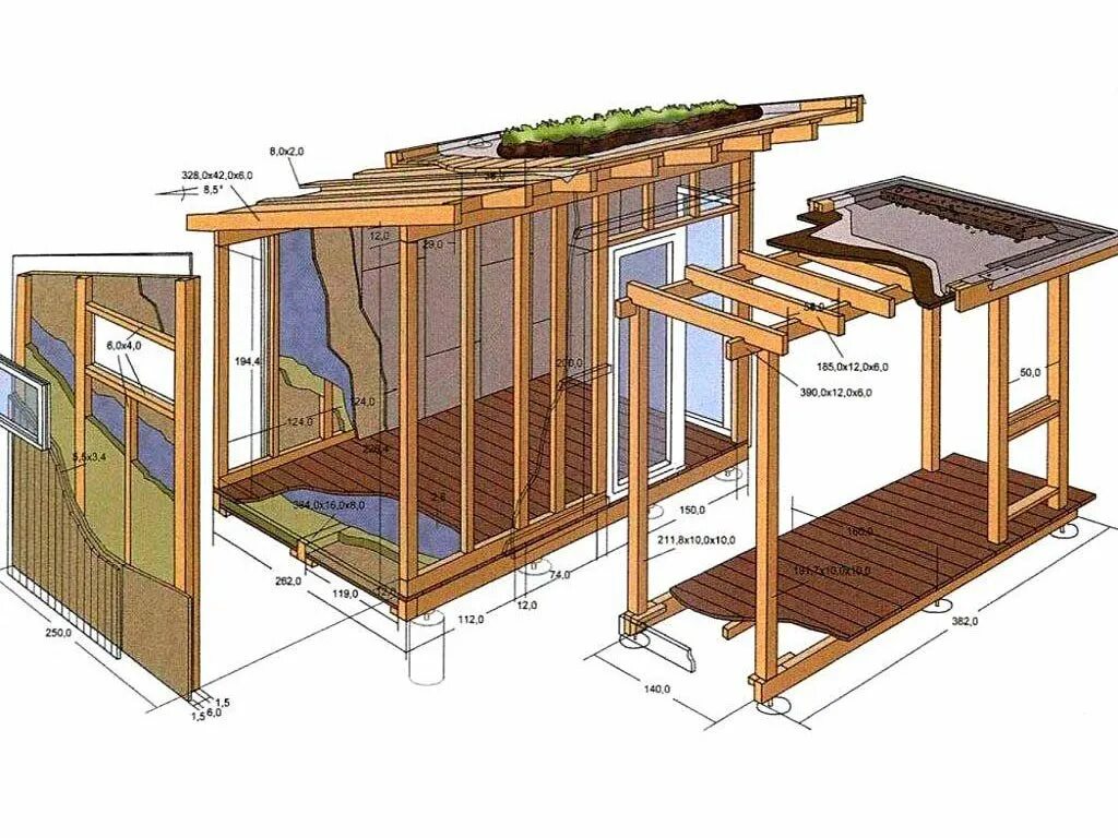Проекты веранды пристроенные к дому чертежи фото Строительство бытовки своими руками - Мир Бытовок