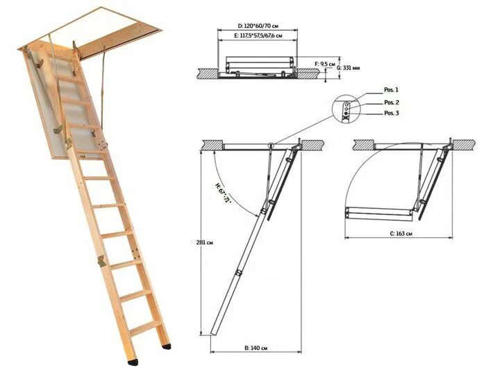 Проем под чердачную лестницу фото Раскладная лестница на чердак своими руками: чертежи, размеры, установка