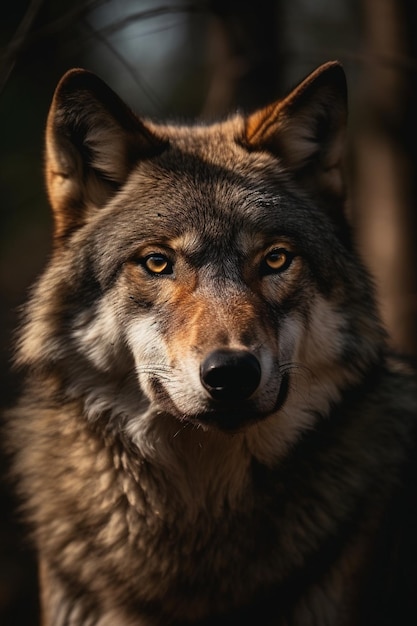 Профессиональная морда волка фото Grin of a wolf close up Premium AI-generated image