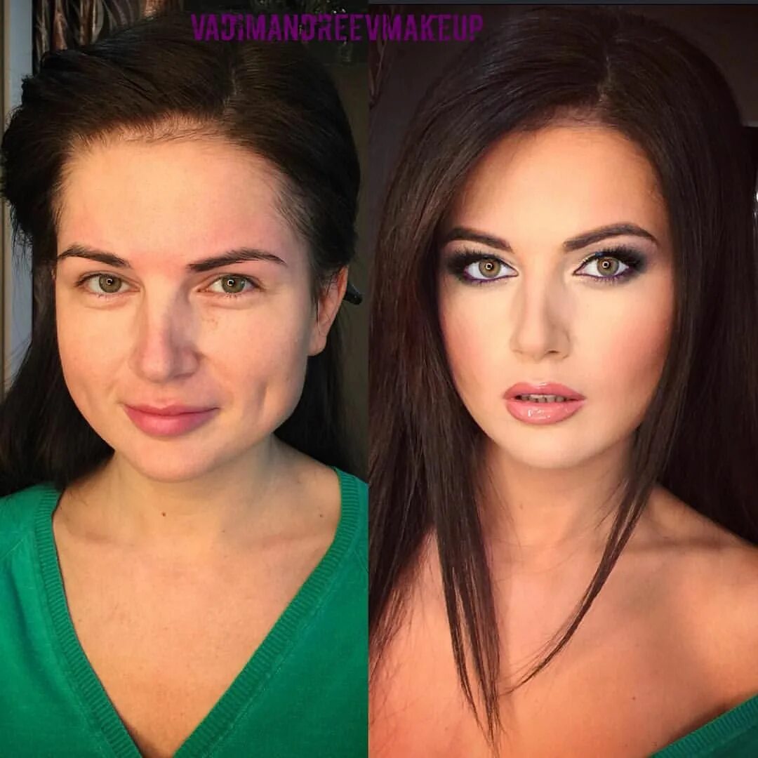 Профессиональный макияж фото до и после До и после Визажист Вадим Андреев Natural beauty makeup, Makeup transformation, 