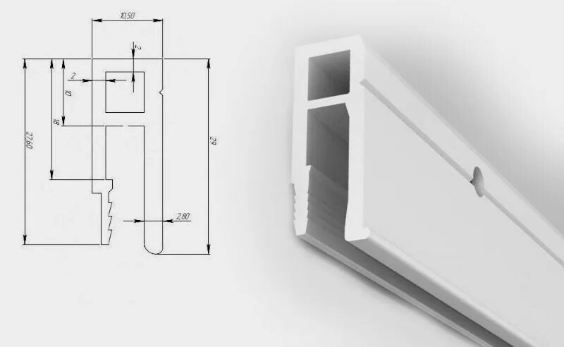 Профиль для натяжных потолков алюминиевый фото Профиль ПВХ багет перфорированный - купить у поставщика ООО АВК
