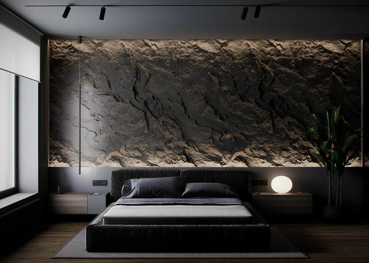 Профили на стене в интерьере Bedroom Accent Wall Stone feature wall, Interior wall design, Accent wall bedroo