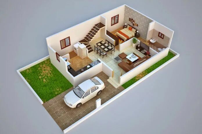 Программа 3d планировки дома 3D Duplex Home Plan Ideas Everyone Will Like 3d house plans, Duplex house plans,