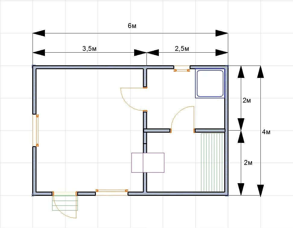 Программа для планировки бани Баня 6на4 проект
