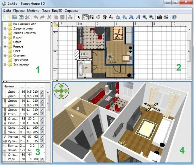 Программа для планировки квартиры 3d Sweet home 3d обзор программы