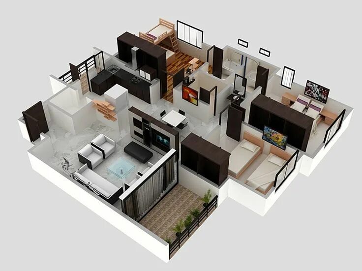 Программа для планировки квартиры 3d Pin by Diana Mbizo on 3 Bed House Plans Bungalow house design, Small house desig