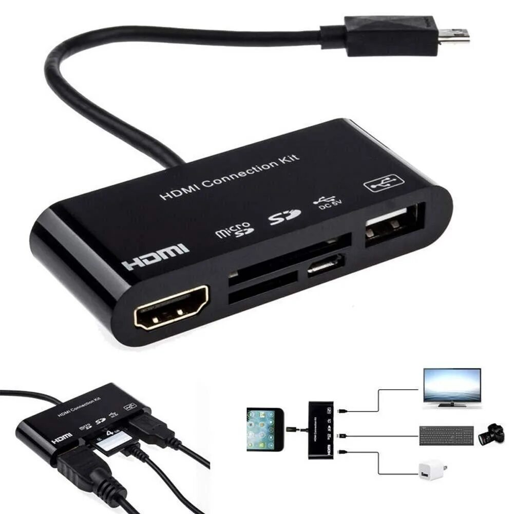 Программа для подключения флешки для телефона 11Pin Micro USB Phone Share to TV HDMI HDTV Card Reader Cable Adapter for Samsun