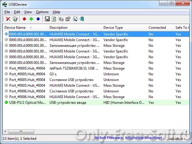 Программа для подключения usb устройств USBDeview программа контроля и диагностики USB устройств windows