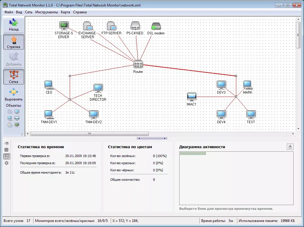 Программа для построения схемы сети Total Network Monitor - скачать бесплатно Total Network Monitor 2.2.0 build 5530