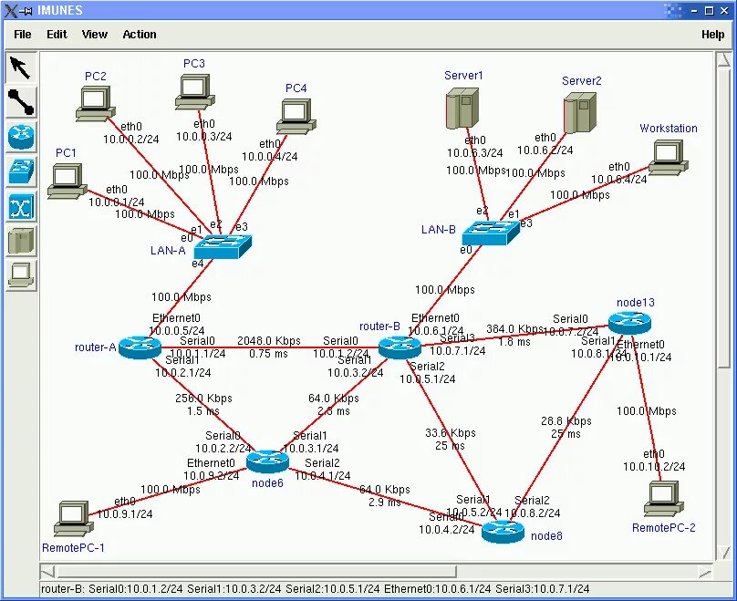 Программа для построения схемы сети Lan sim