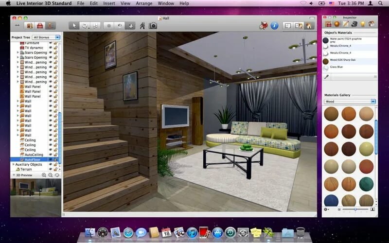 Программа для создания дизайна квартиры бесплатно Live Interior 3D, l'applicazione di interior design su Mac