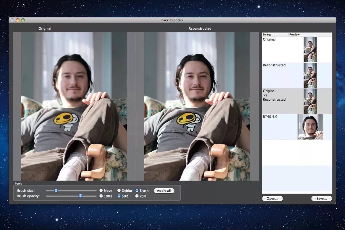 Программа фото артист Back In Focus - Photo Editing Software Download for Mac
