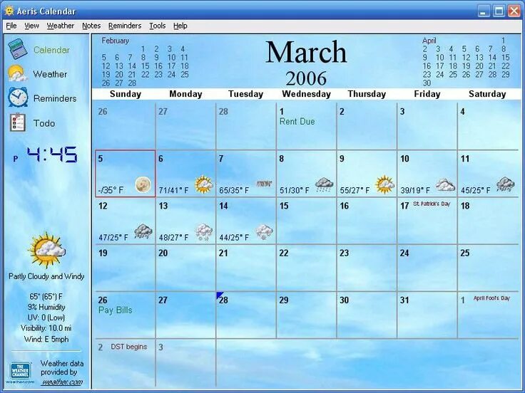 Программа календарь на год Screenshot - Aeris Calendar - Desktop Calendar, Weather