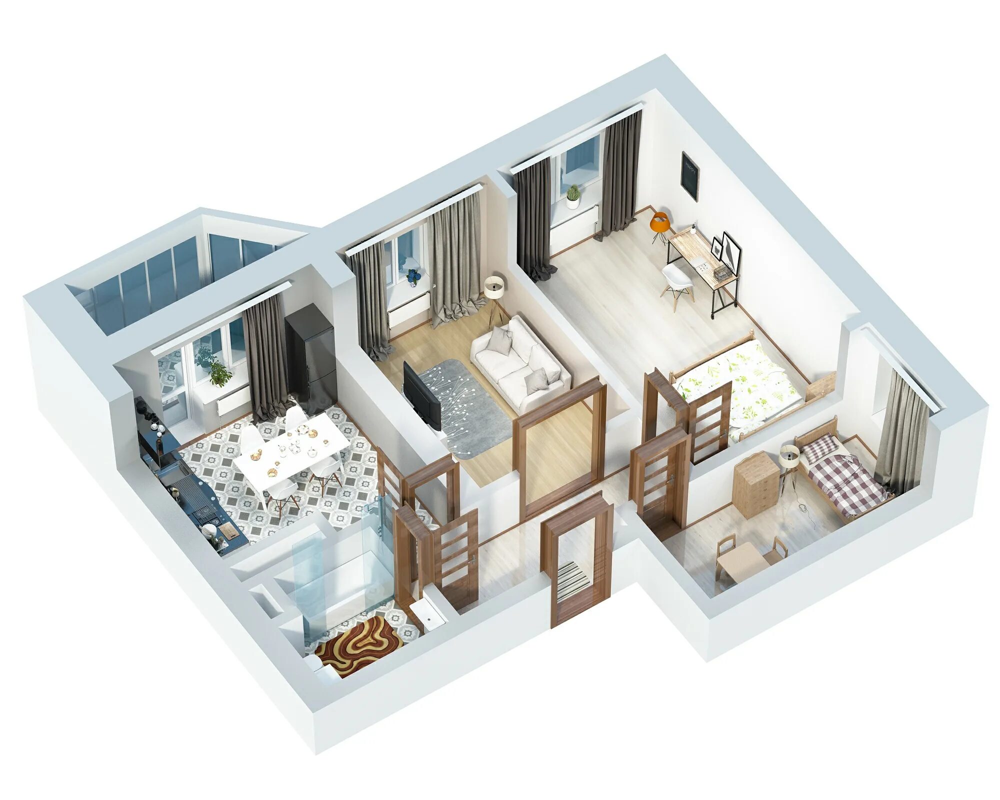 Программа планировка квартиры 3d на русском 3D floorplan :: Behance