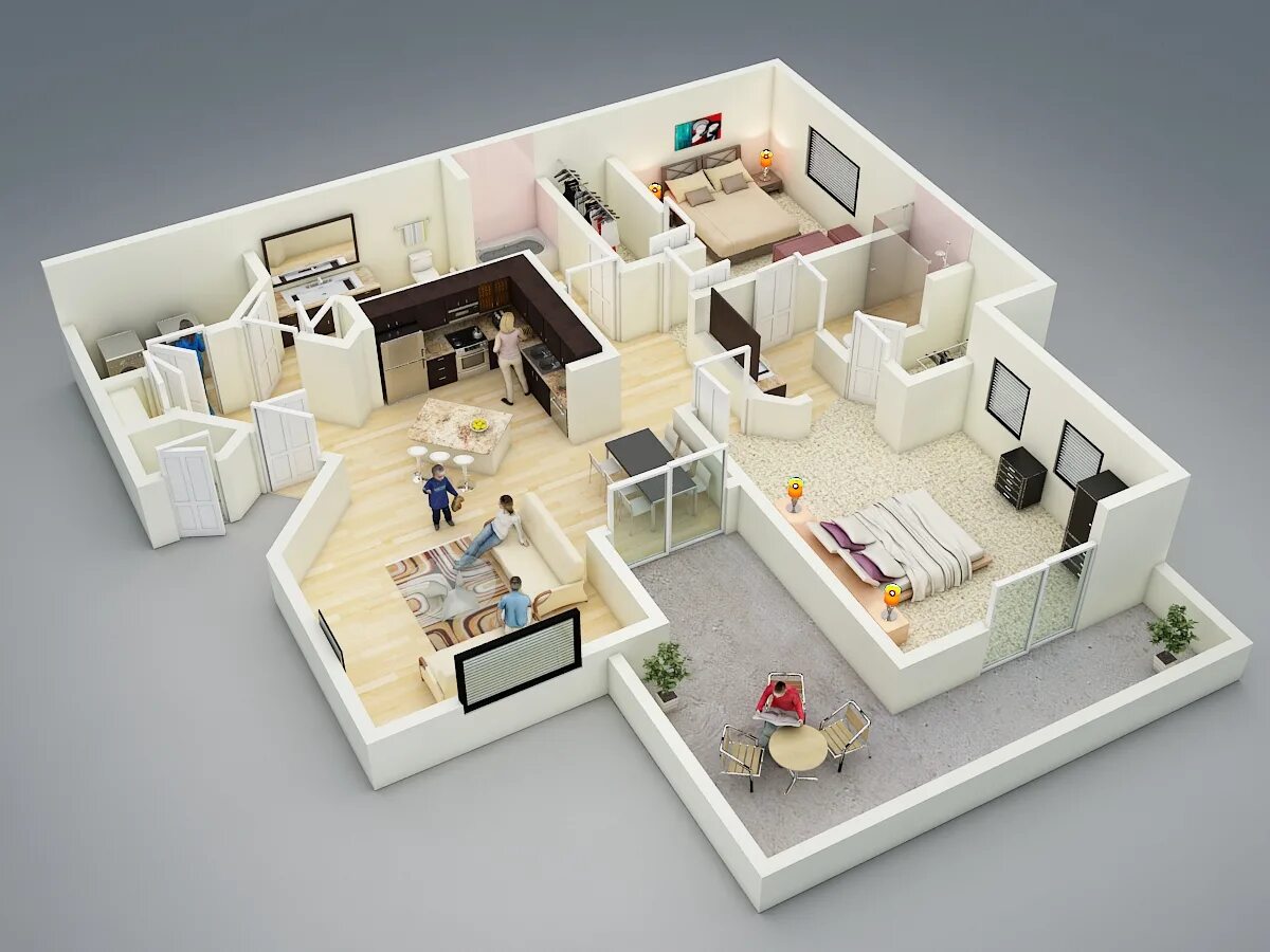 Программа планировка квартиры 3d на русском 3d floor plan for real state marketing :: Behance