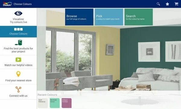 Программа по подбору обоев в интерьере онлайн Dulux Visualizer - cool app lets you view your room in any color instantly, inte