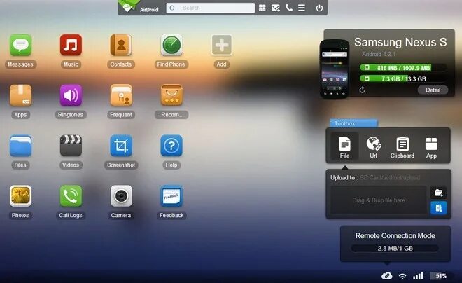 Программа подключения телефона андроид AirDroid 2 Adds Remote Connection Over Web & Anti-Theft Features