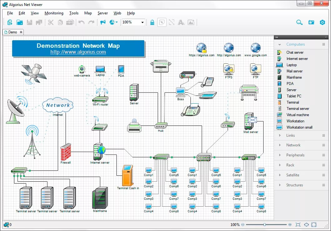 Программа создания схемы сети Algorius Net Viewer - Download