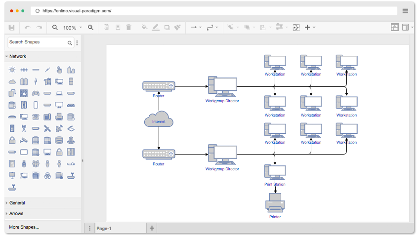 Программа создания схемы сети Free Network Diagram Software