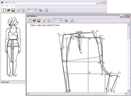 Программа закройщик для выкройки одежды Sreenshot Cutter 1.43 Clothes - Pants - Cutter