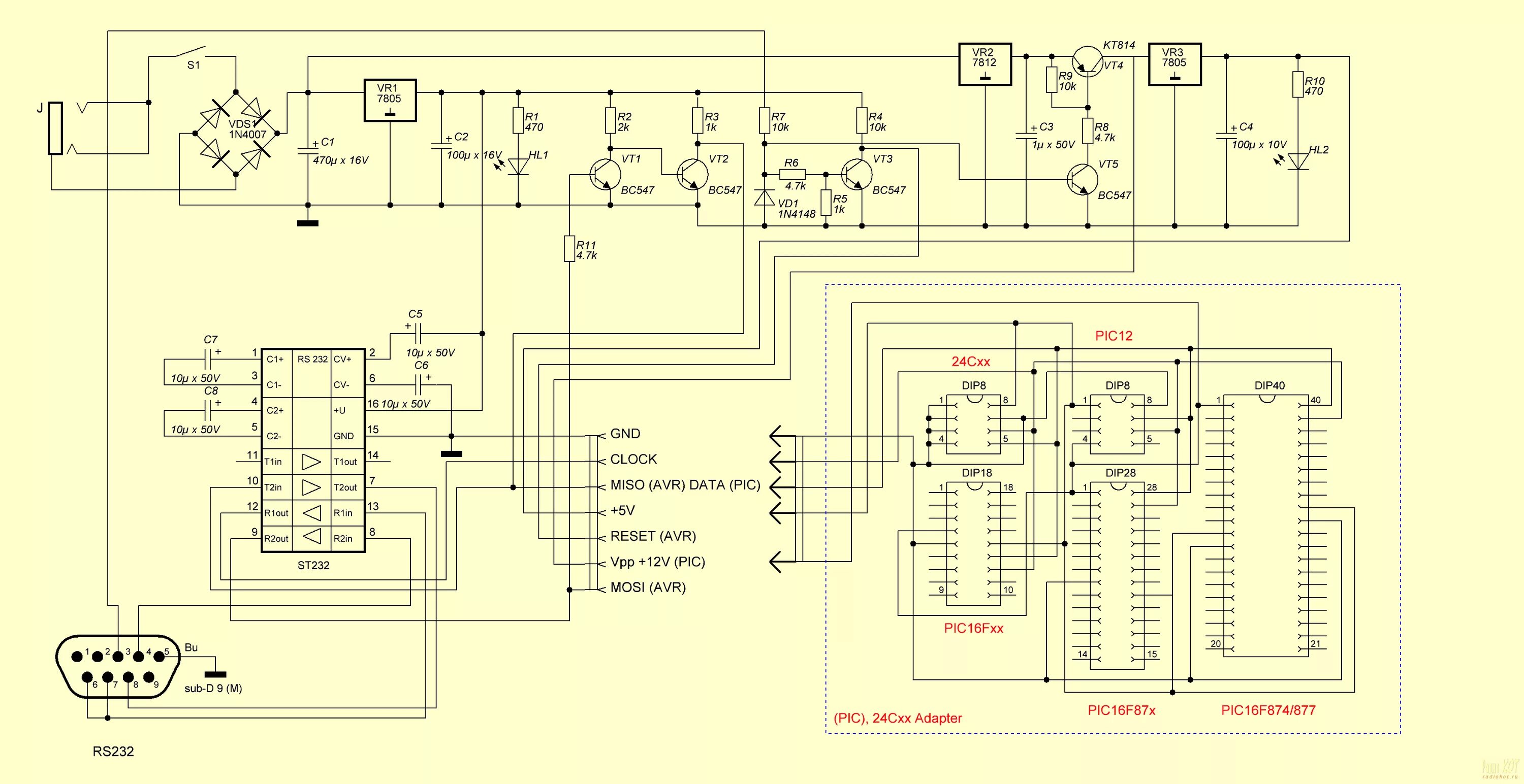 Программатор своими руками схема РадиоКот :: Программатор для PIC, AVR и микросхем памяти