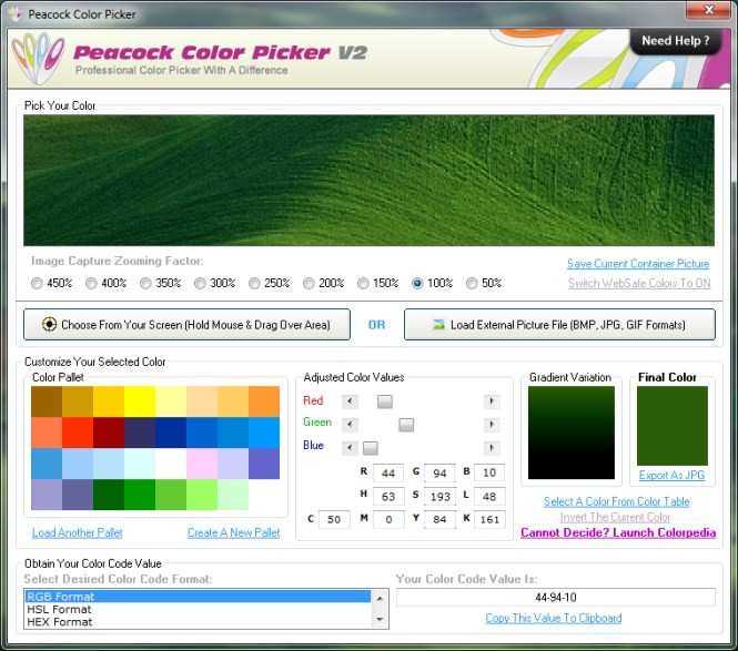 Программы для подбора фото по цвету Peacock Color Picker - профессиональный интсрумент для подбора цветов