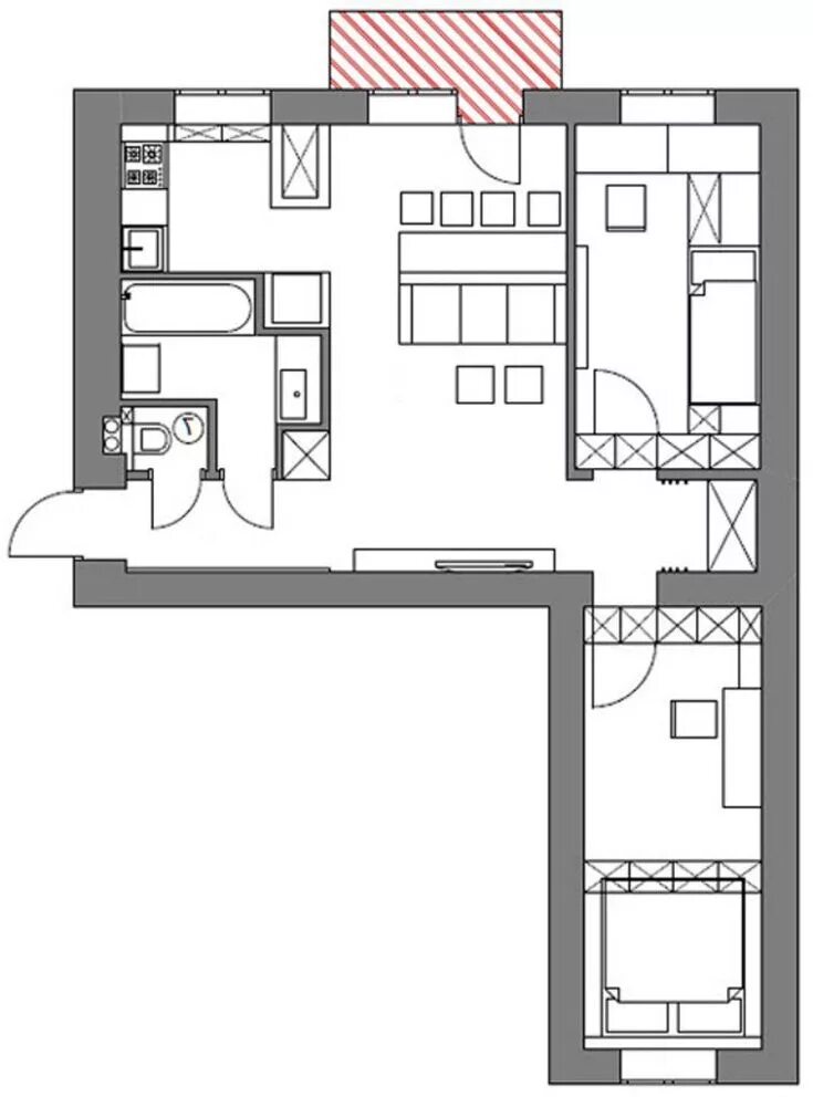 Проходная квартира планировка Перепланировка 3-комнатной хрущевки Небольшие пространства, Небольшие комнаты, С
