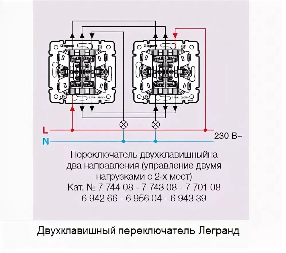 Проходной двухклавишный выключатель легран схема подключения Проходной двухклавишный выключатель lezard схема подключения фото