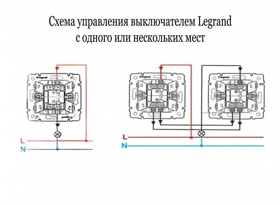 Проходной одноклавишный выключатель легран подключение Проходной выключатель Legrand: одноклавишный, двухклавишный, схема подключения