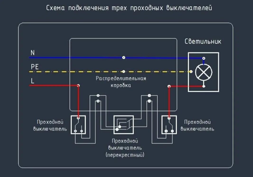 Проходной освещение подключение Проходной выключатель подключение