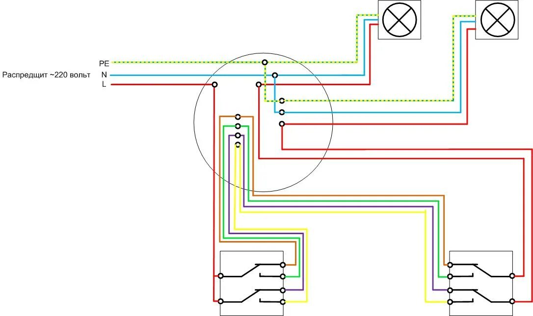 Проходной выключатель двухклавишный подключение в распределительной коробке Как подключить проходной выключатель: схемы, инструкции, видео. Разные варианты 