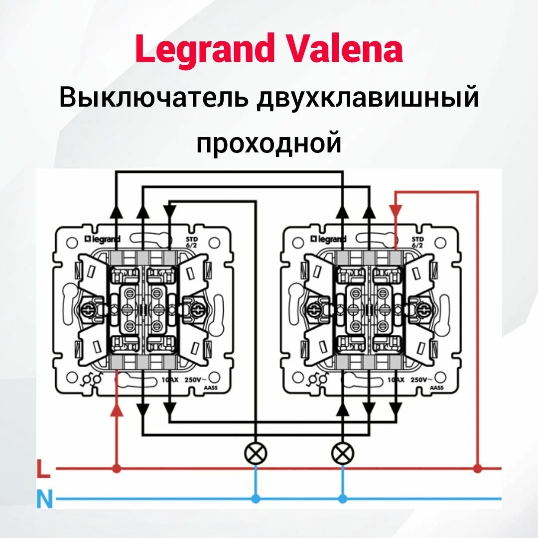 Проходной выключатель двухклавишный схема подключения на 2 Как подключить проходной переключатель: найдено 82 картинок